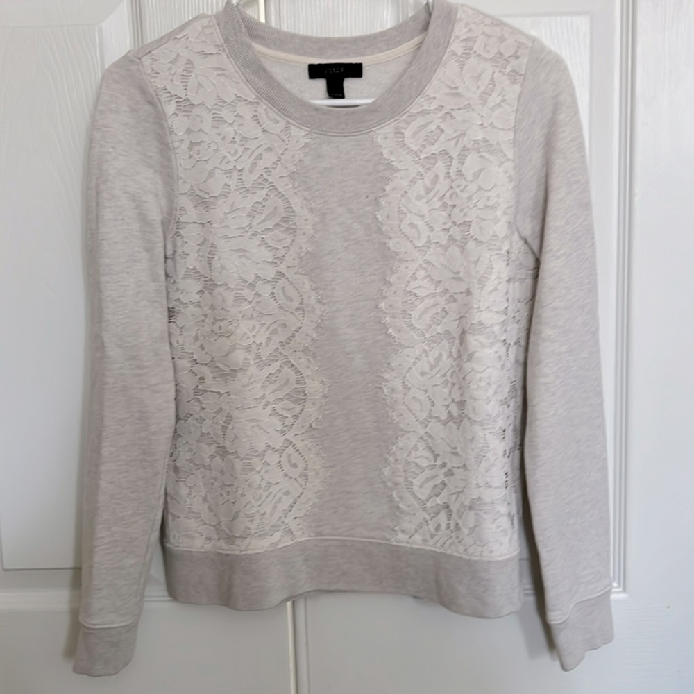 J. Crew Lace Sweatshirt Oatmeal Color. Cotton.